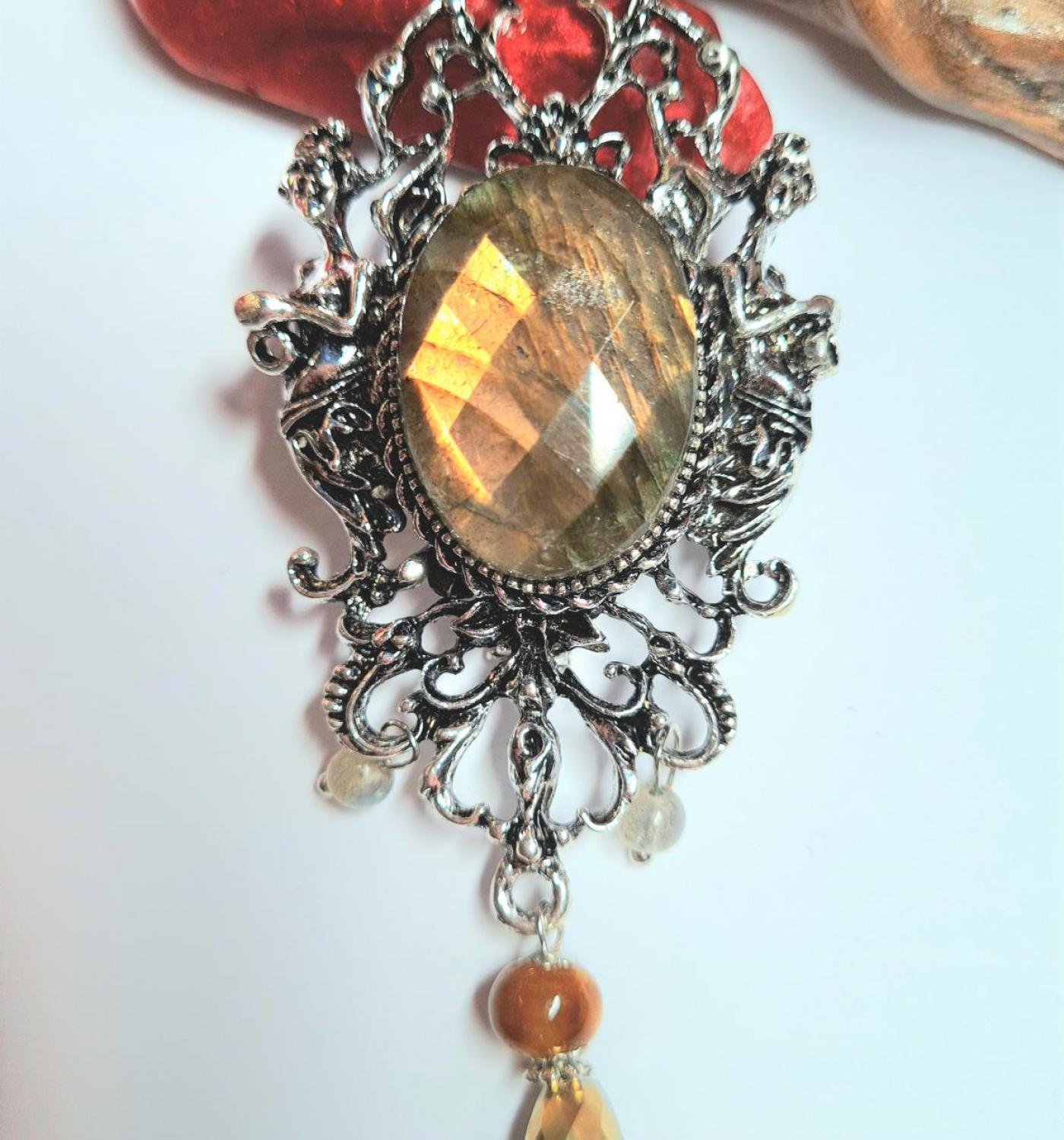 Collection les entre terre argent antique vertical labradorite ambre 8