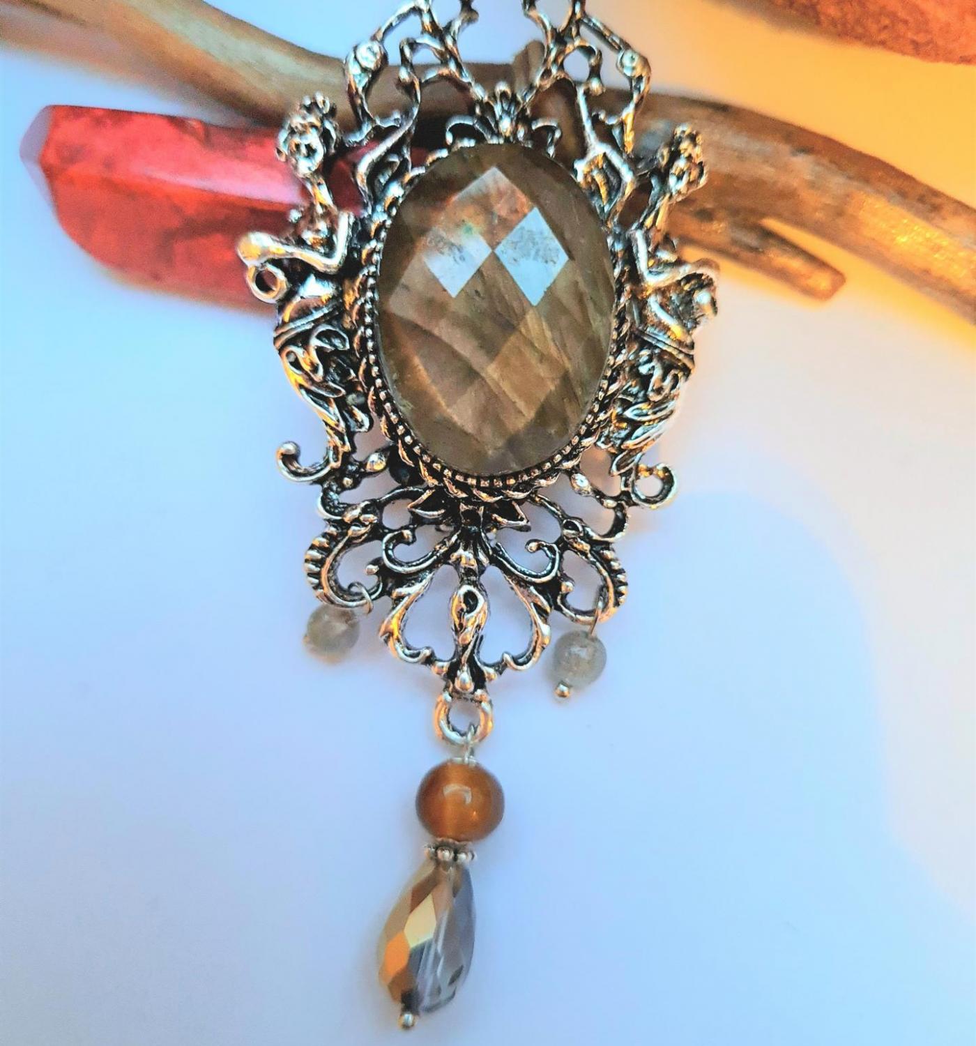 Collection les entre terre argent antique vertical labradorite ambre 8