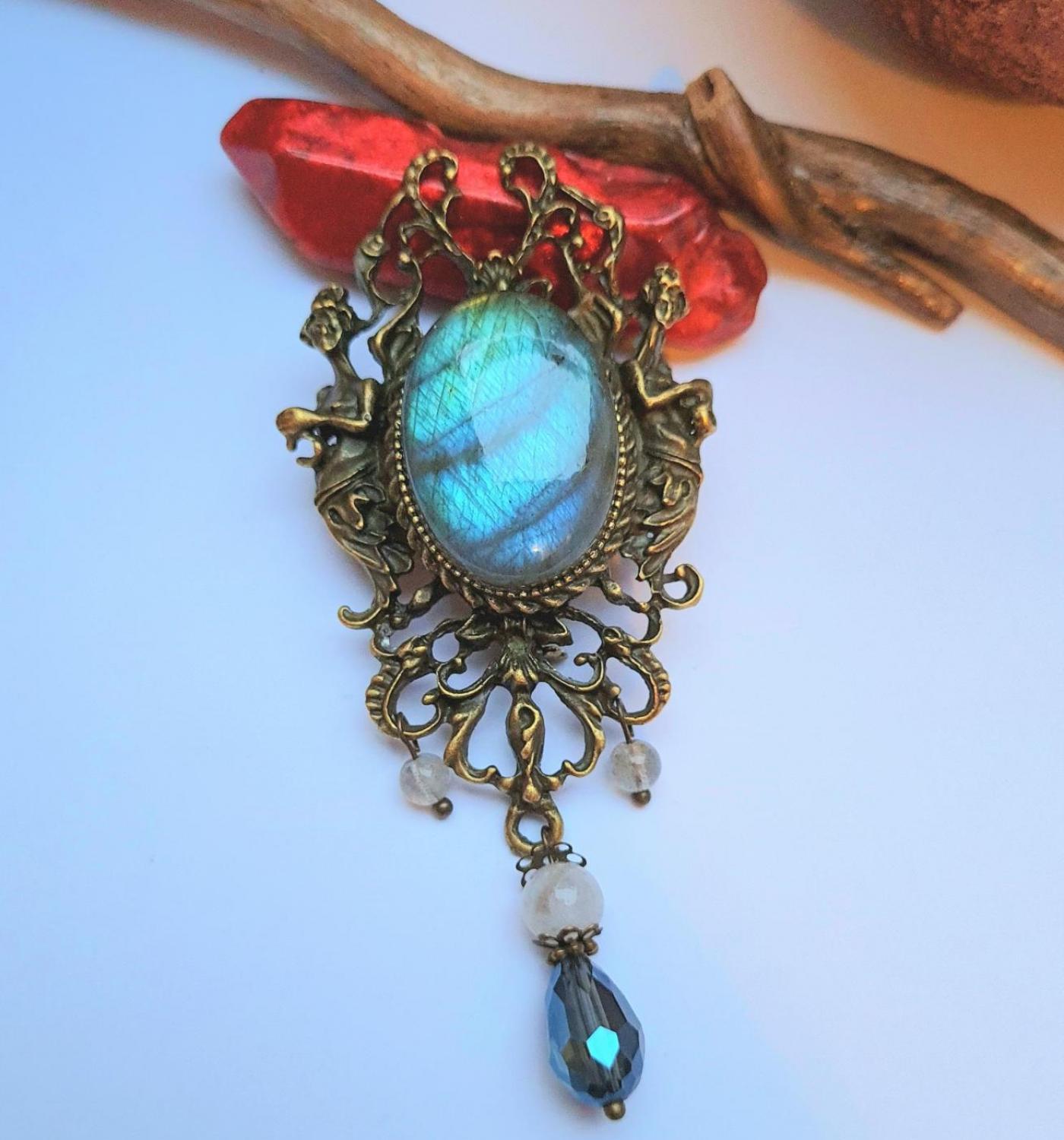 Collection les entre terre bronze vertical labradorite lisse bleu kaki 7