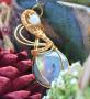 Labradorite ronde laiteuse perle peristerite fil cuivre dore 1 2