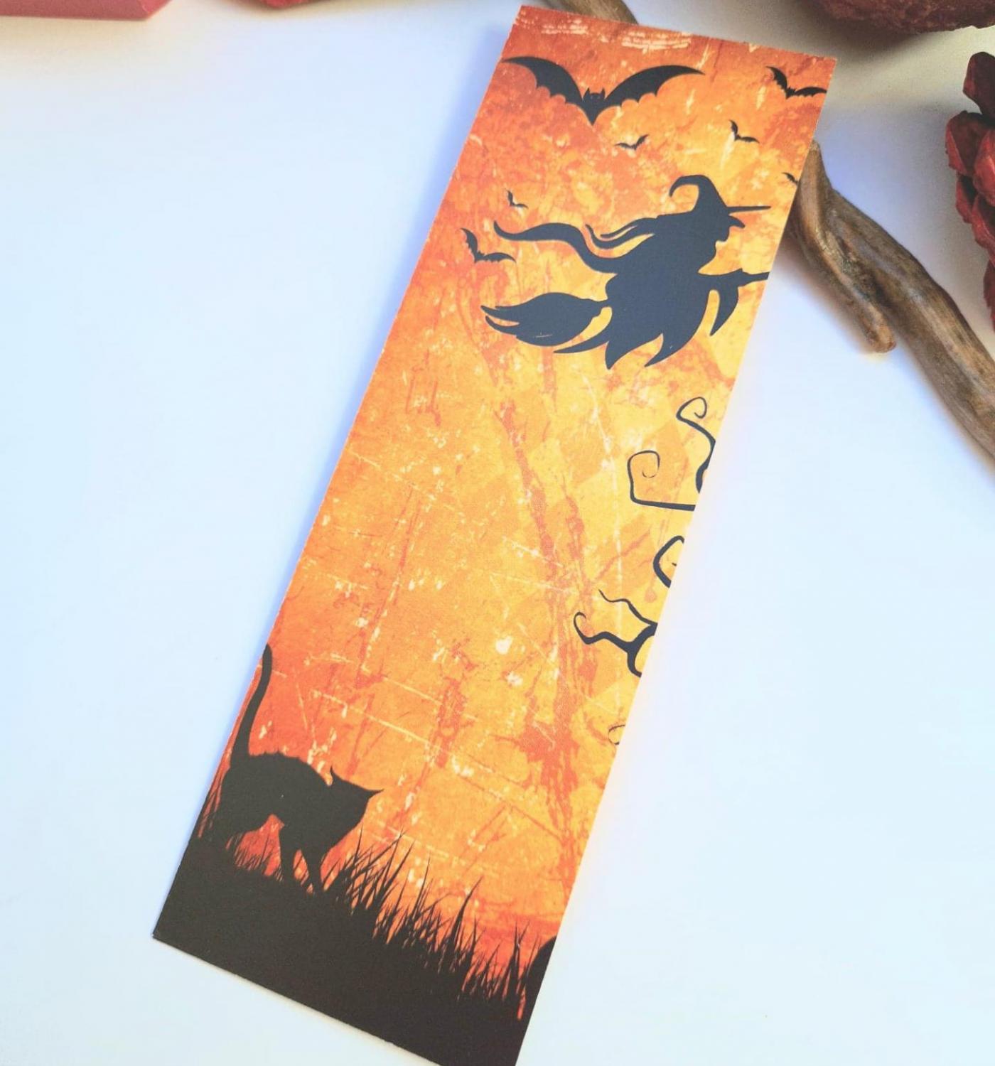 Marque pages sorciere halloween orange 12